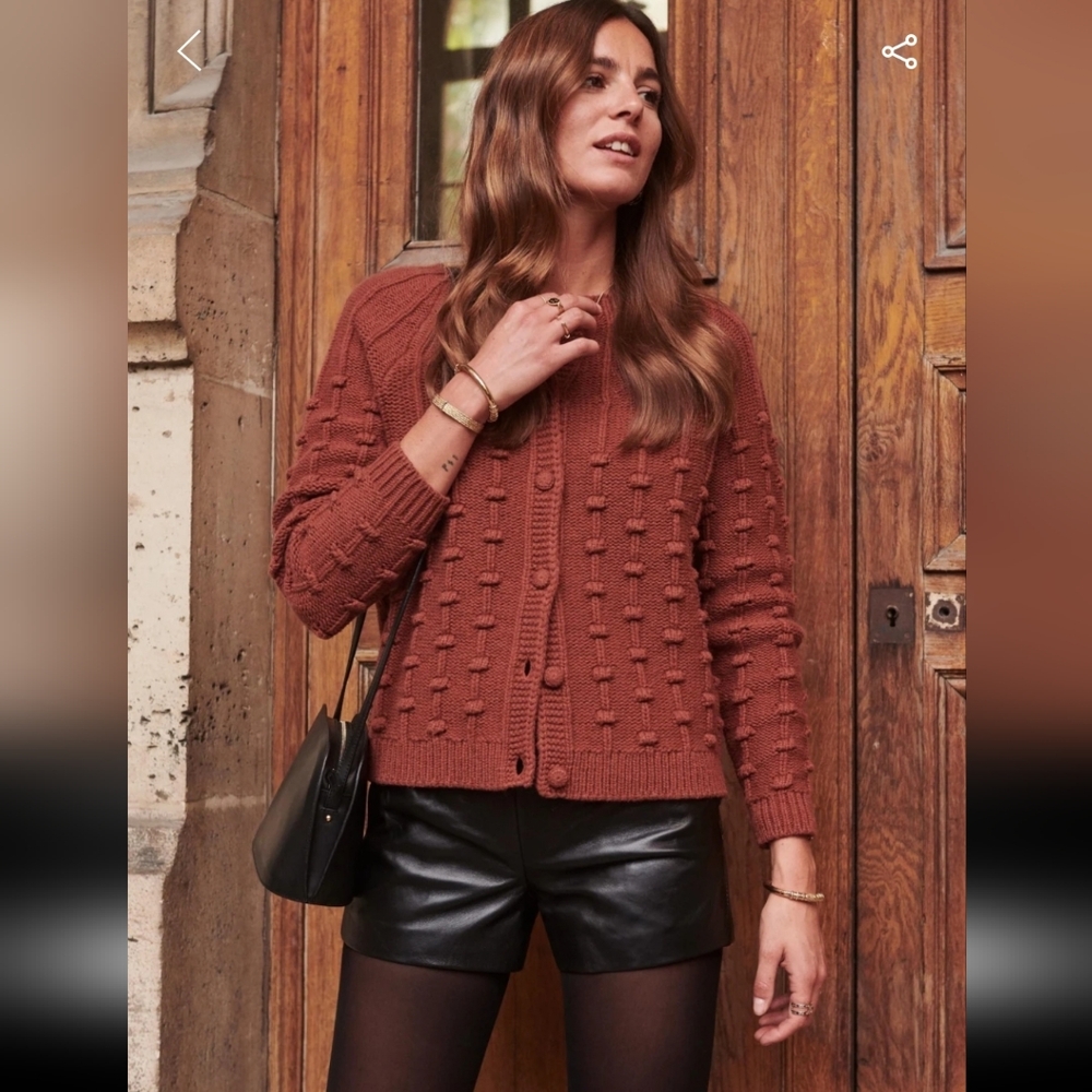 Sezane Black Leather-Look Women's Shorts